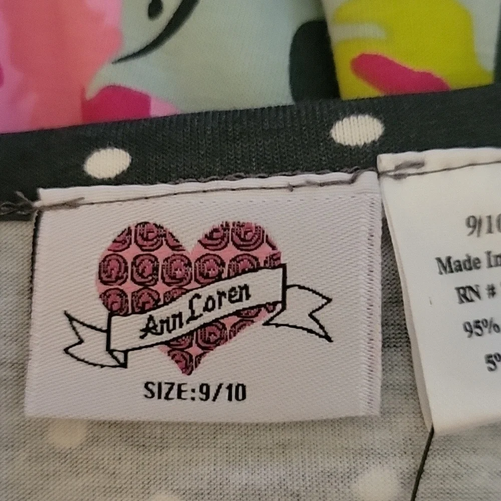 Ann LOREN Polka Dot Floral Two Piece Dress Set Size 9/10